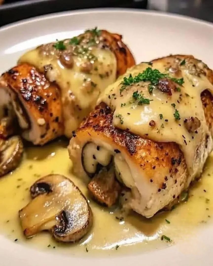 Sarımsaklı Tereyağlı Ve Peynirli Mantarlı Tavuk Dolması Tarifi