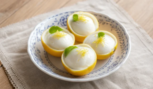 Kremalı limon tatlısı, limon kabuğunda servis edilen kremalı lezzet