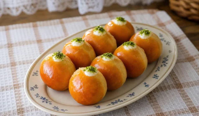 Üzerinde karamel tabakası ve kremayla doldurulmuş Crème Brûlée Donut