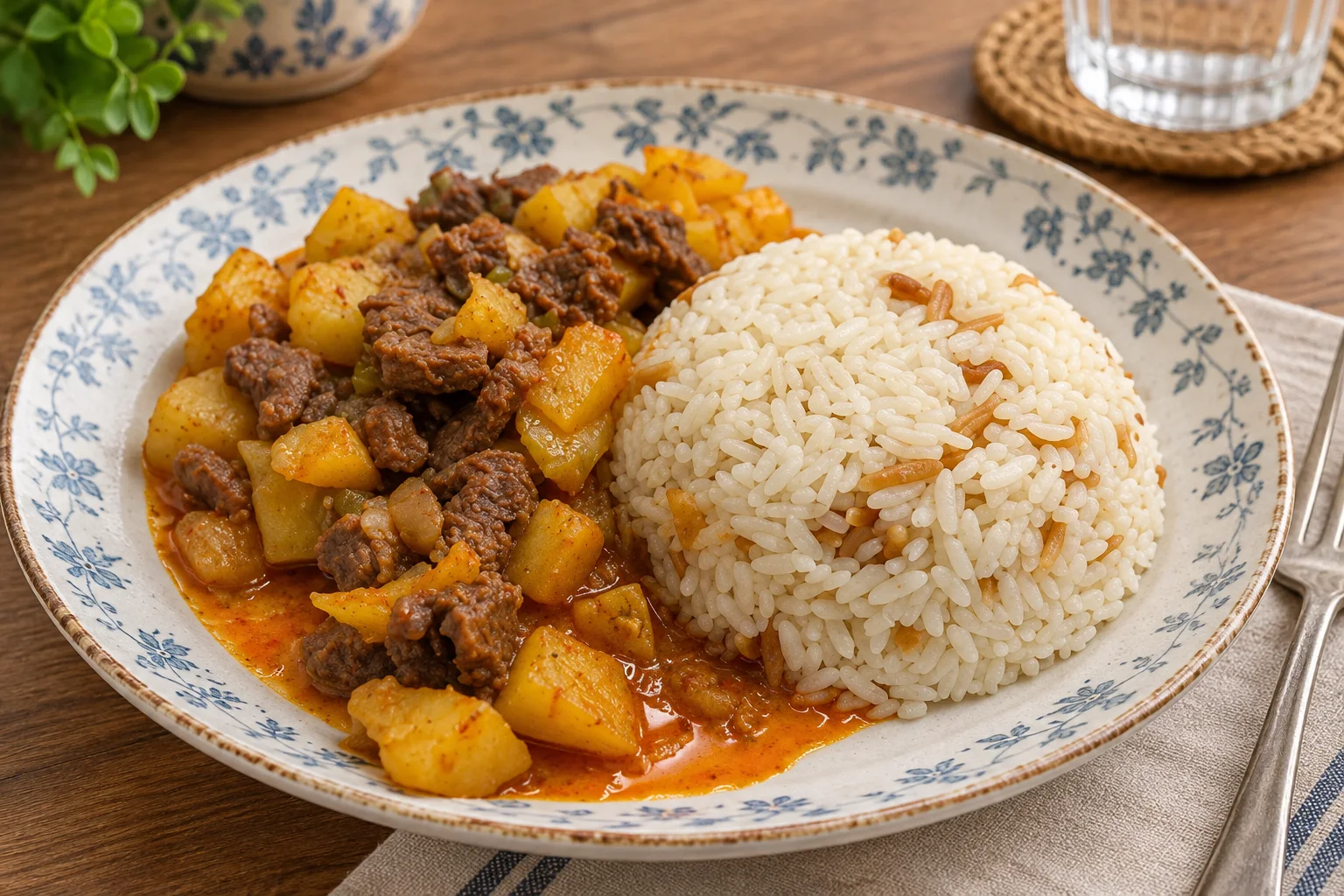 Etli Patates Yemeği Yanına Şehriyeli Pirinç Pilavı Tarifi