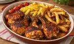 Fırında sosla kızarmış baget tavuklar