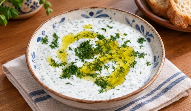 Sarımsaklı ve naneli haydari meze