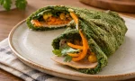Labne ve sebzelerle hazırlanmış ıspanaklı wrap