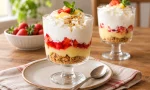 Kuplarda limon kremalı ve çilekli parfe