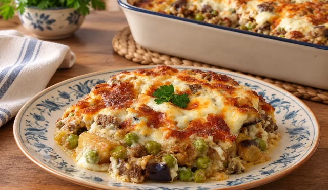 Beşamel soslu ve kaşarlı Macar kebabı