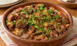 Kuşbaşı etli, kızarmış patlıcanlı Meftune yemeği