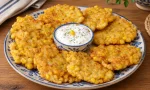 Altın sarısı kızarmış yumurtalı mısır tempura