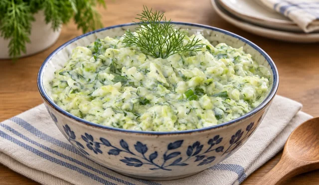 Yoğurtlu, pirinçli ve taze otlu Nuraniye salatası
