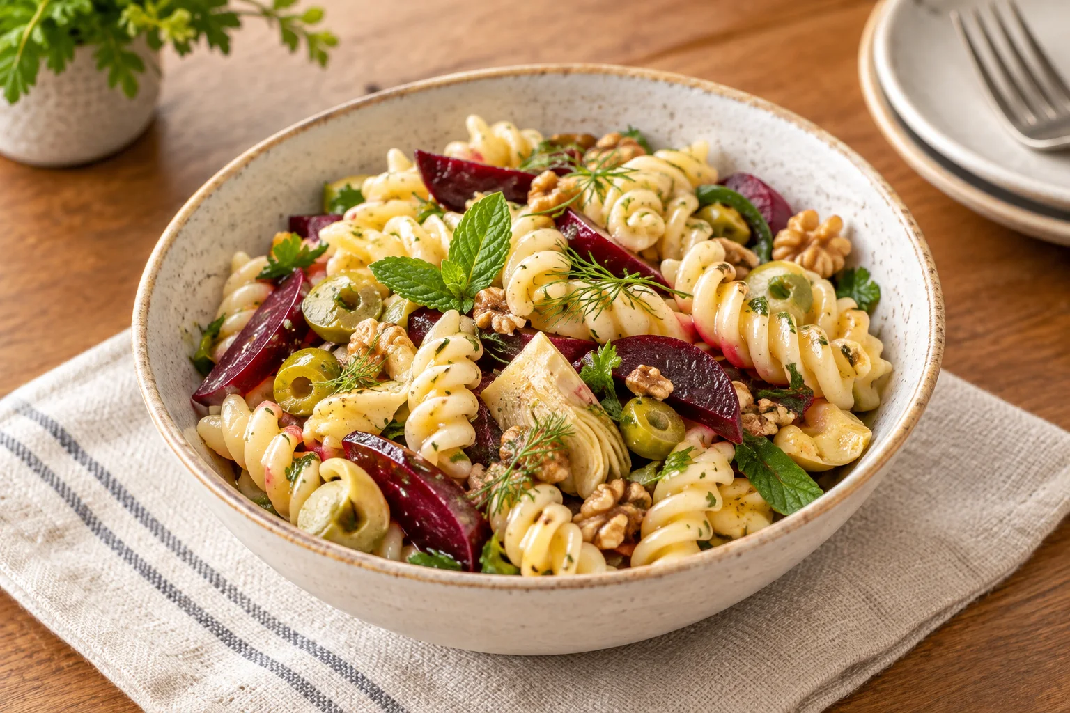 Pancar ve Enginarlı Makarna Salatası Tarifi
