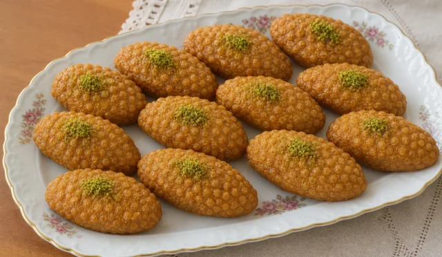 Sıvı yağlı kalburabastının kıyır kıyır ve şerbetli görüntüsü