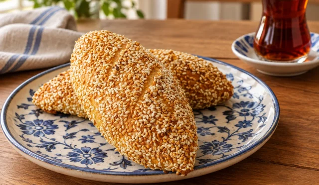 Susam kaplı sucuklu kaşarlı simit poğaçalar