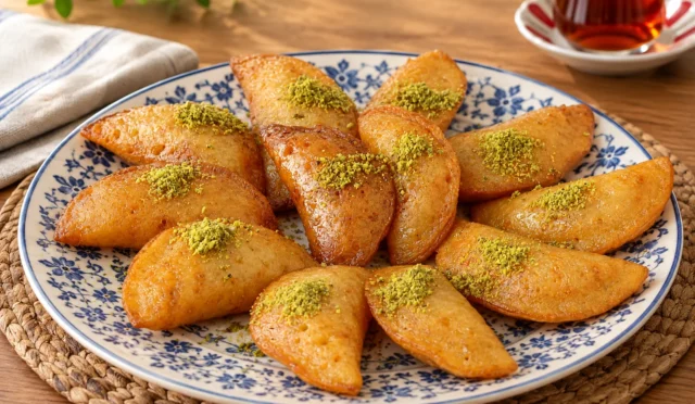 Ceviz dolgulu, şerbetli taş kadayıf tatlısı