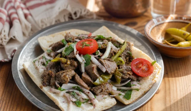 Tavuk ciğer soteden oluşan sıcak ve baharatlı bir tabak