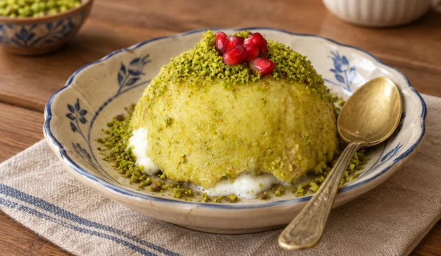 Antep fıstıklı dondurmalı irmik helvası