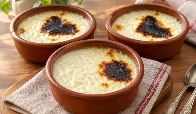 Üzeri kızarmış, kaselerde soğumaya bırakılmış ev yapımı sütlaç