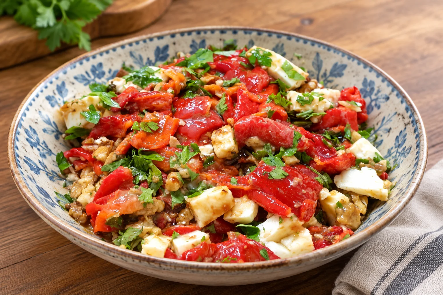 Tahinli Ezine Peynirli Köz Biber Salatası Tarifi